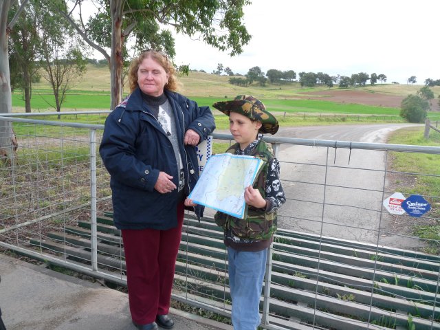 Auntie Glenda Chalker explaining map of Country with Spencer